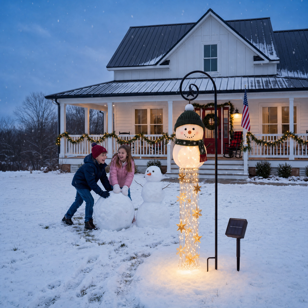 MerryYard™ Glow Snowman – Solar Cascade Light