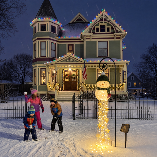 MerryYard™ Glow Snowman – Solar Cascade Light